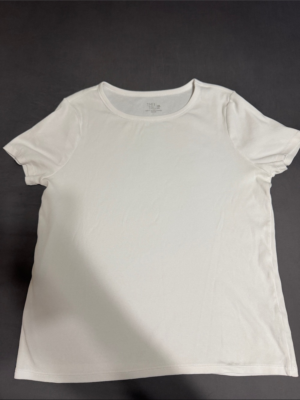 Time and Tru White Ribbed Short Sleeve Tee